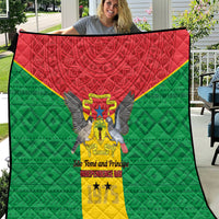 Sao Tome and Principe Independence Day Quilt Coat Of Arms Mix African Pattern - Wonder Print Shop