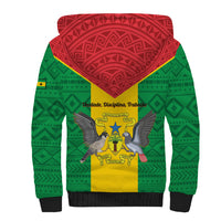 Sao Tome and Principe Independence Day Sherpa Hoodie Coat Of Arms Mix African Pattern - Wonder Print Shop