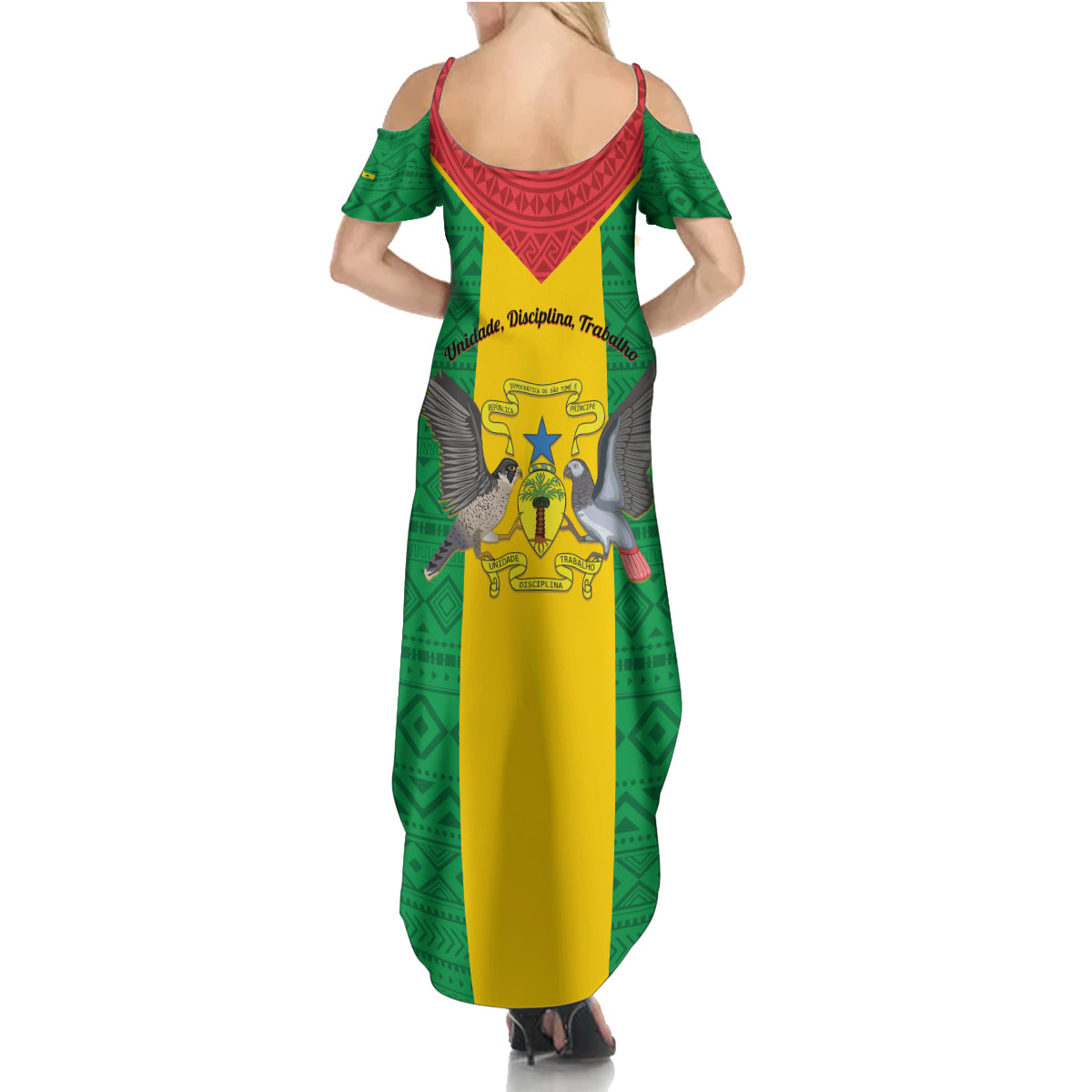 Sao Tome and Principe Independence Day Summer Maxi Dress Coat Of Arms Mix African Pattern - Wonder Print Shop
