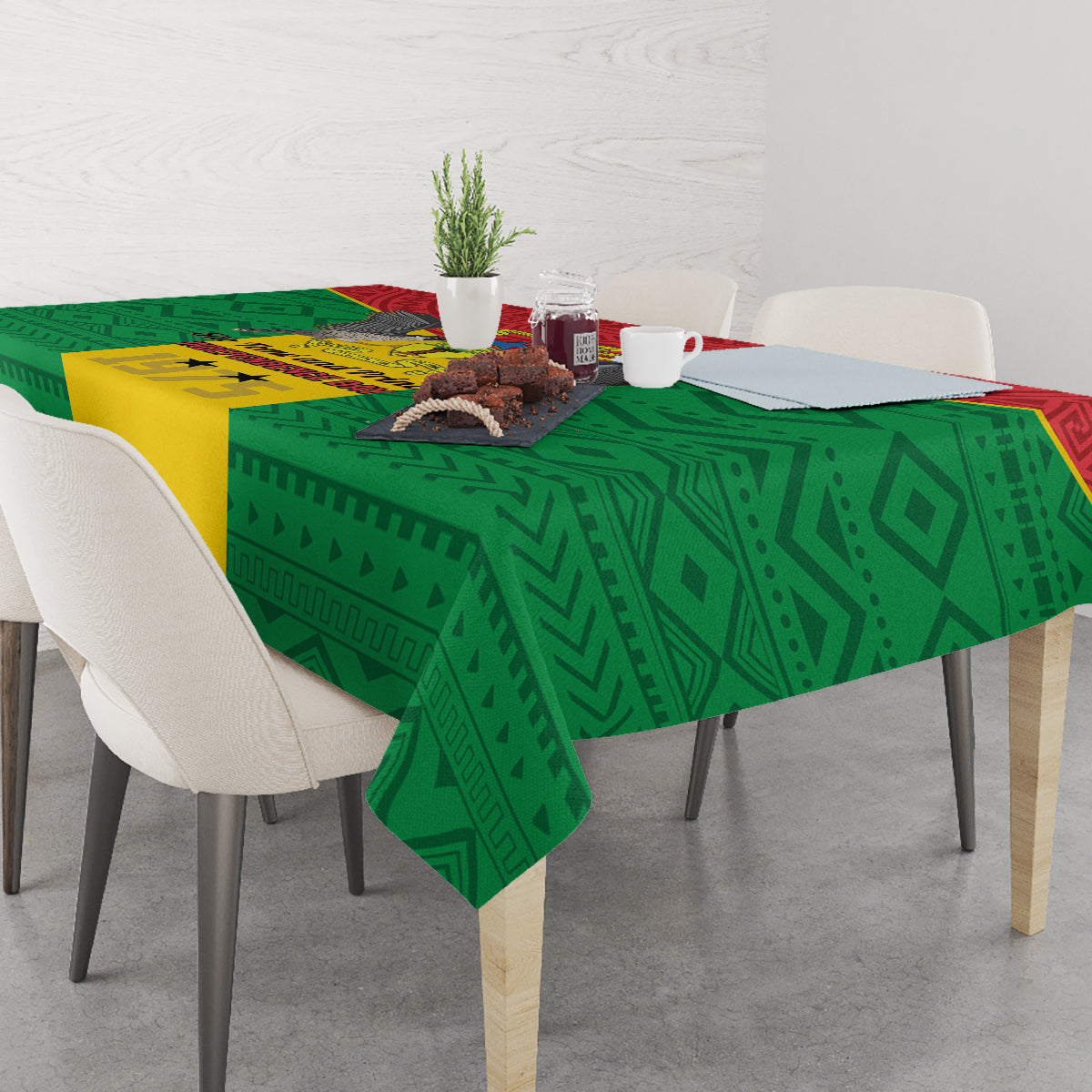 Sao Tome and Principe Independence Day Tablecloth Coat Of Arms Mix African Pattern - Wonder Print Shop