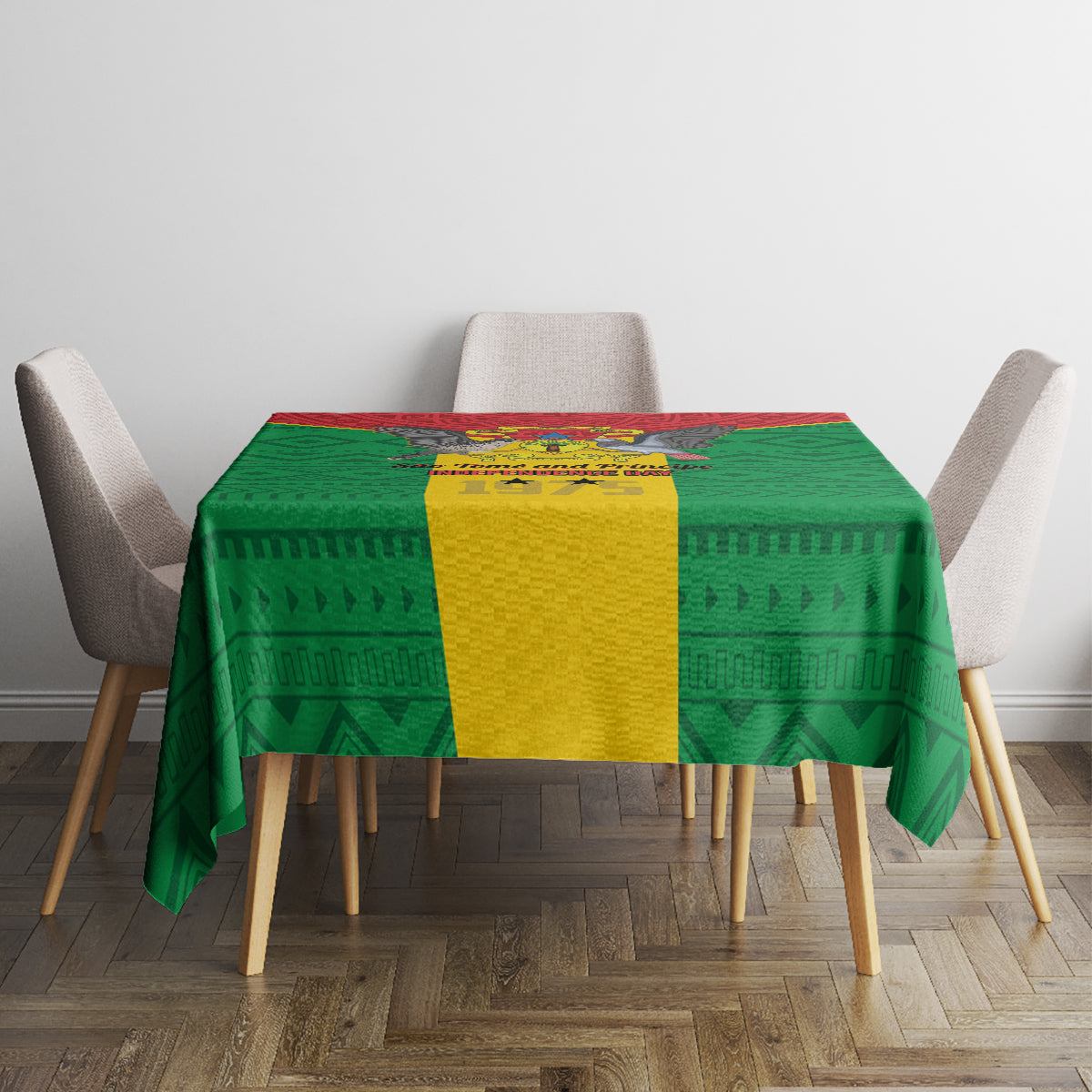 Sao Tome and Principe Independence Day Tablecloth Coat Of Arms Mix African Pattern - Wonder Print Shop