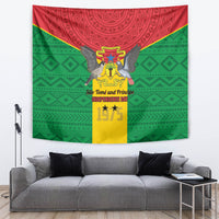 Sao Tome and Principe Independence Day Tapestry Coat Of Arms Mix African Pattern - Wonder Print Shop