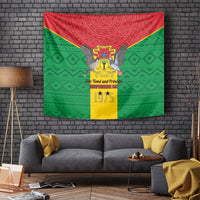 Sao Tome and Principe Independence Day Tapestry Coat Of Arms Mix African Pattern - Wonder Print Shop