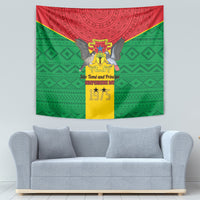 Sao Tome and Principe Independence Day Tapestry Coat Of Arms Mix African Pattern - Wonder Print Shop