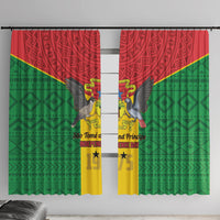 Sao Tome and Principe Independence Day Window Curtain Coat Of Arms Mix African Pattern - Wonder Print Shop