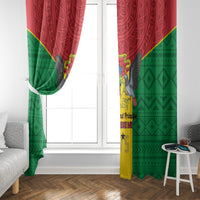 Sao Tome and Principe Independence Day Window Curtain Coat Of Arms Mix African Pattern - Wonder Print Shop