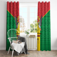 Sao Tome and Principe Independence Day Window Curtain Coat Of Arms Mix African Pattern - Wonder Print Shop