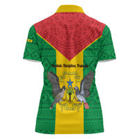 Sao Tome and Principe Independence Day Women Polo Shirt Coat Of Arms Mix African Pattern - Wonder Print Shop