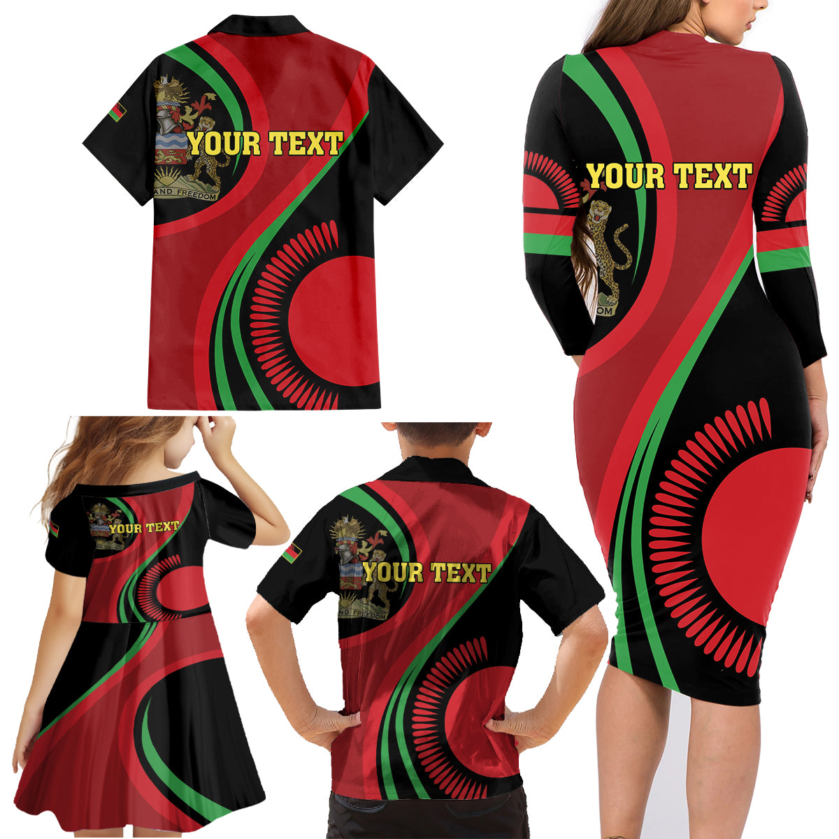 Malawi Independence Day Family Matching Long Sleeve Bodycon Dress and Hawaiian Shirt Unity and Freedom - Wonder Print Shop