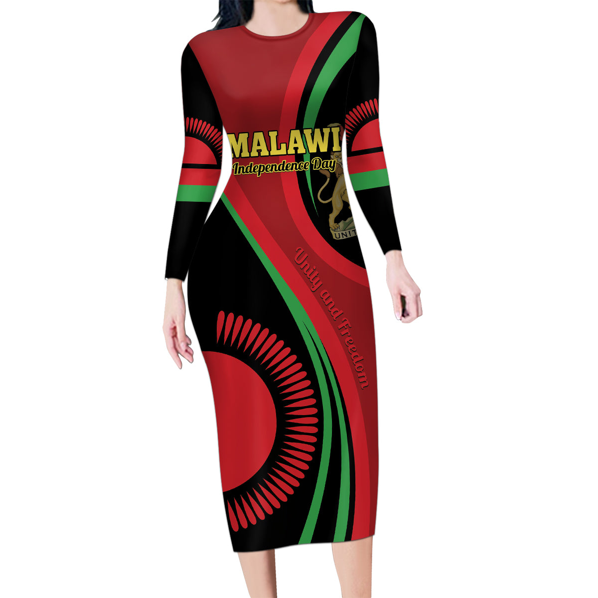 Malawi Independence Day Family Matching Long Sleeve Bodycon Dress and Hawaiian Shirt Unity and Freedom - Wonder Print Shop