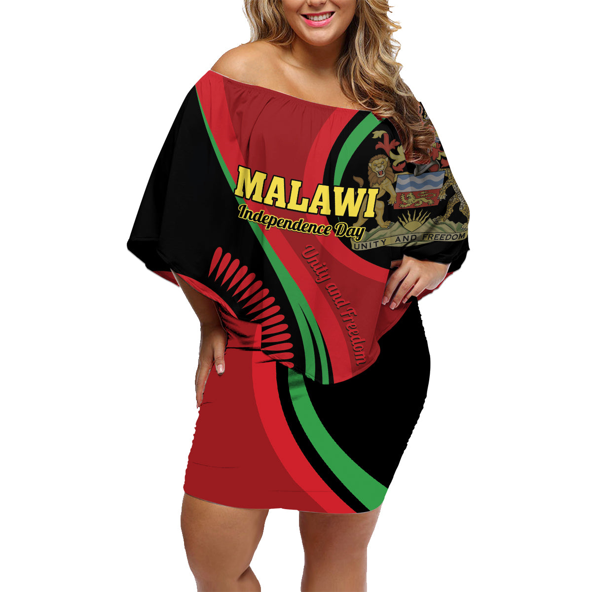 Malawi Independence Day Family Matching Off Shoulder Short Dress and Hawaiian Shirt Unity and Freedom - Wonder Print Shop