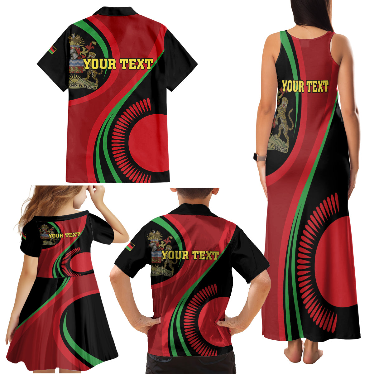 Malawi Independence Day Family Matching Tank Maxi Dress and Hawaiian Shirt Unity and Freedom - Wonder Print Shop