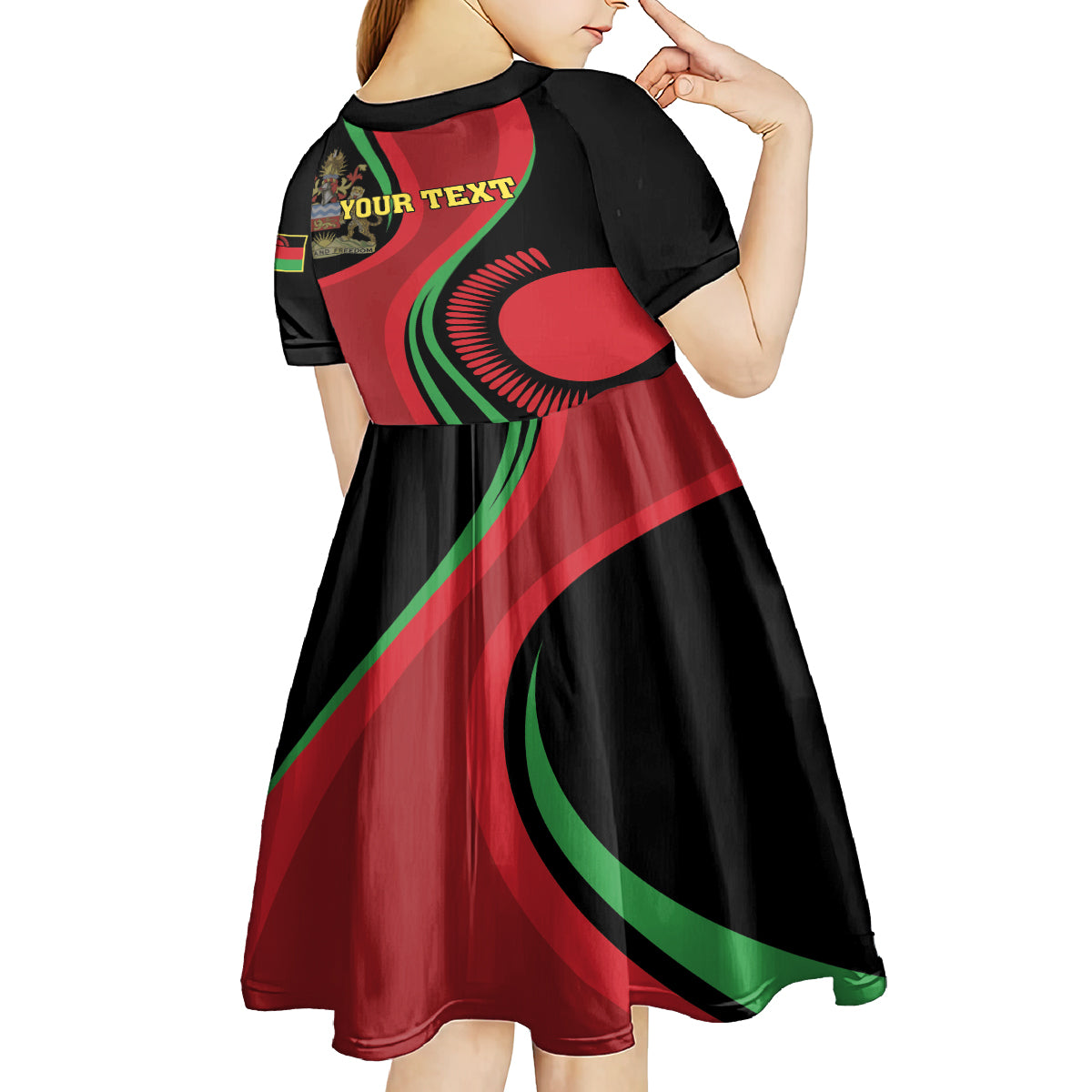 Malawi Independence Day Kid Short Sleeve Dress Unity and Freedom - Wonder Print Shop