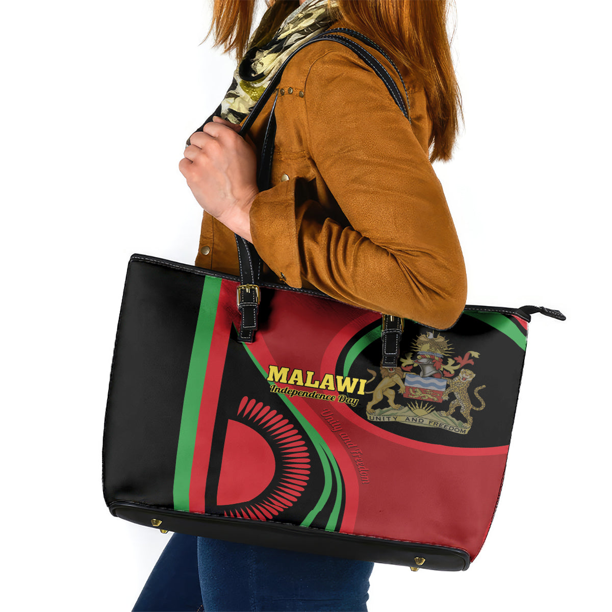 Malawi Independence Day Leather Tote Bag Unity and Freedom - Wonder Print Shop