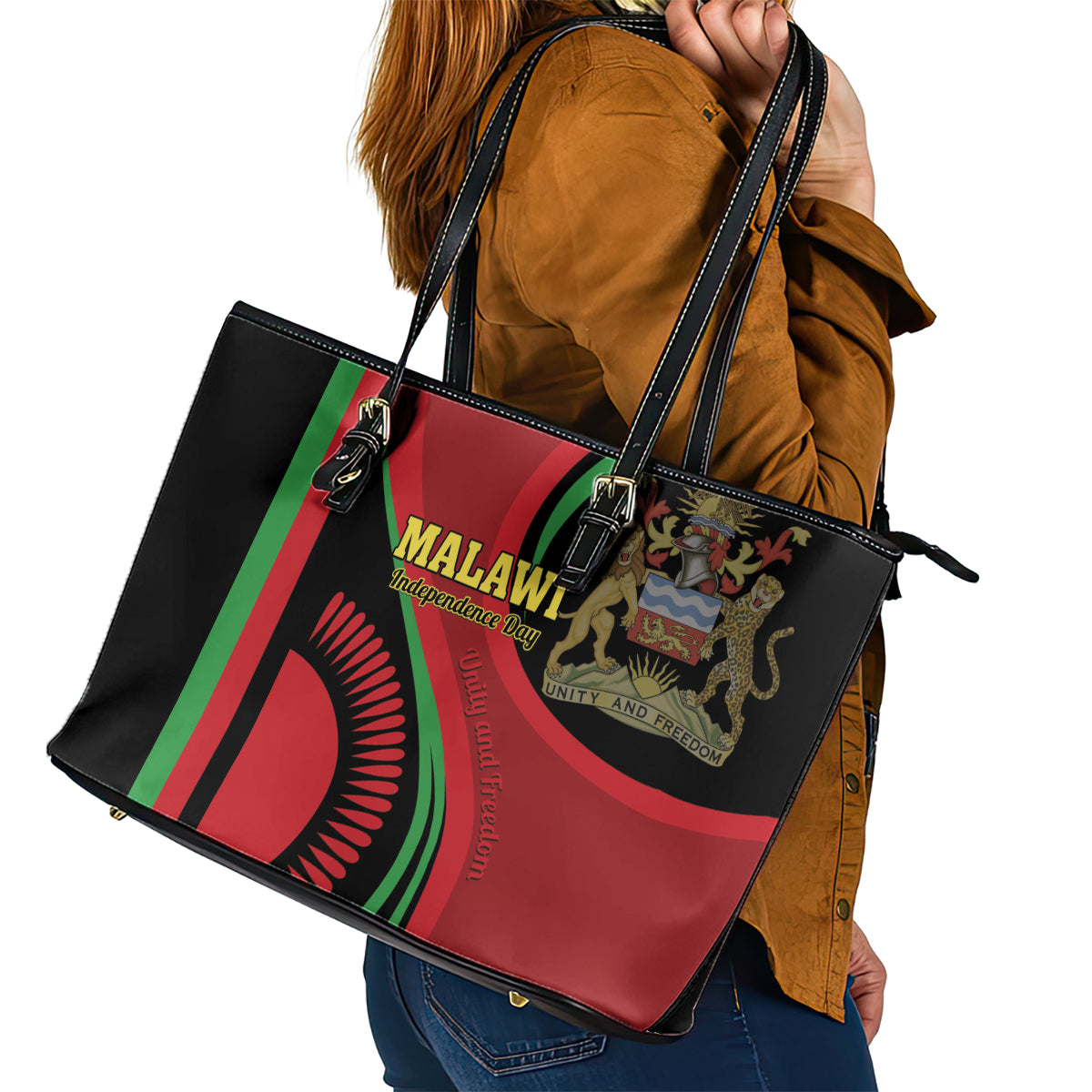 Malawi Independence Day Leather Tote Bag Unity and Freedom - Wonder Print Shop