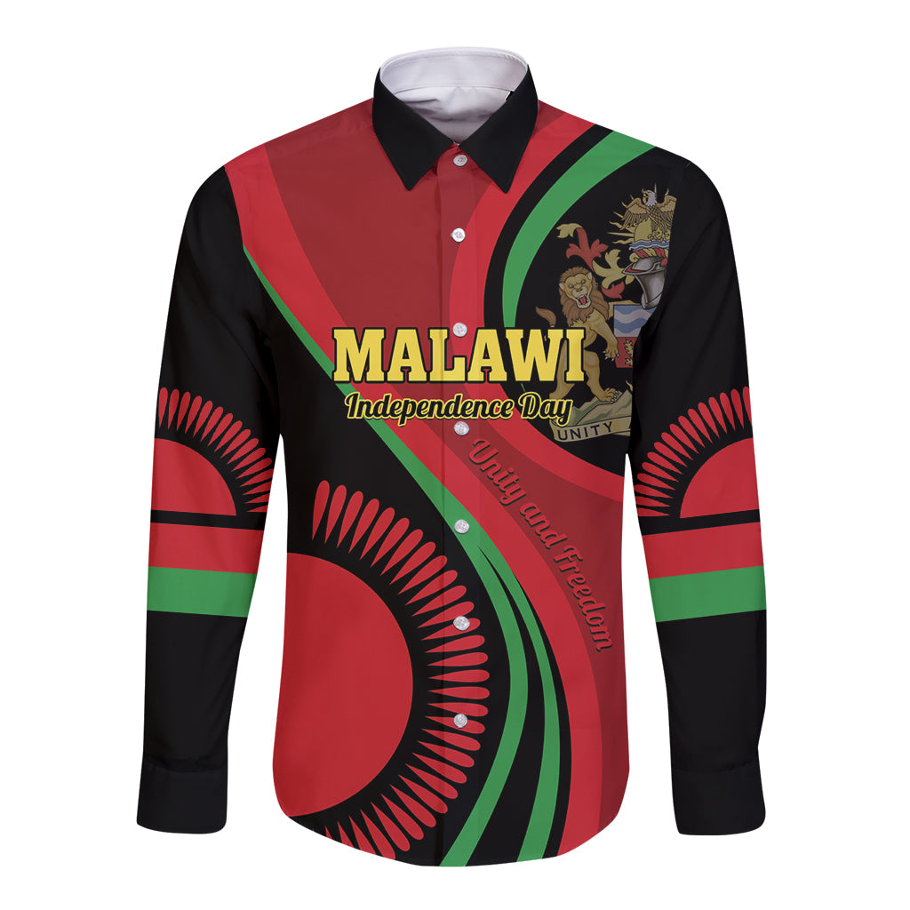 Malawi Independence Day Long Sleeve Button Shirt Unity and Freedom - Wonder Print Shop
