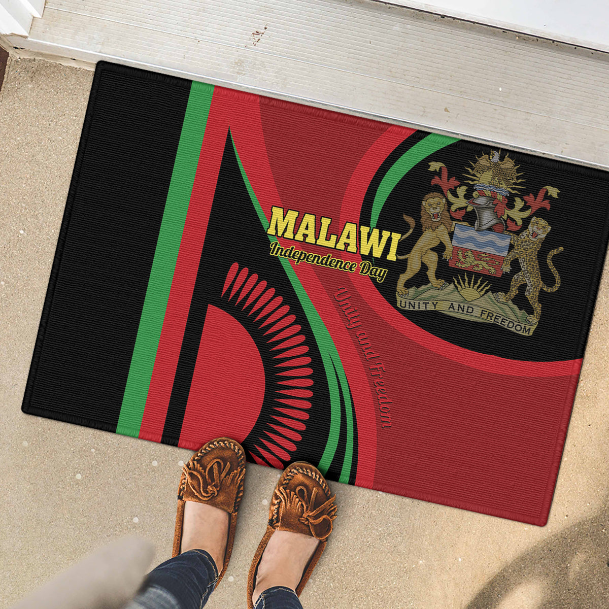 Malawi Independence Day Rubber Doormat Unity and Freedom - Wonder Print Shop