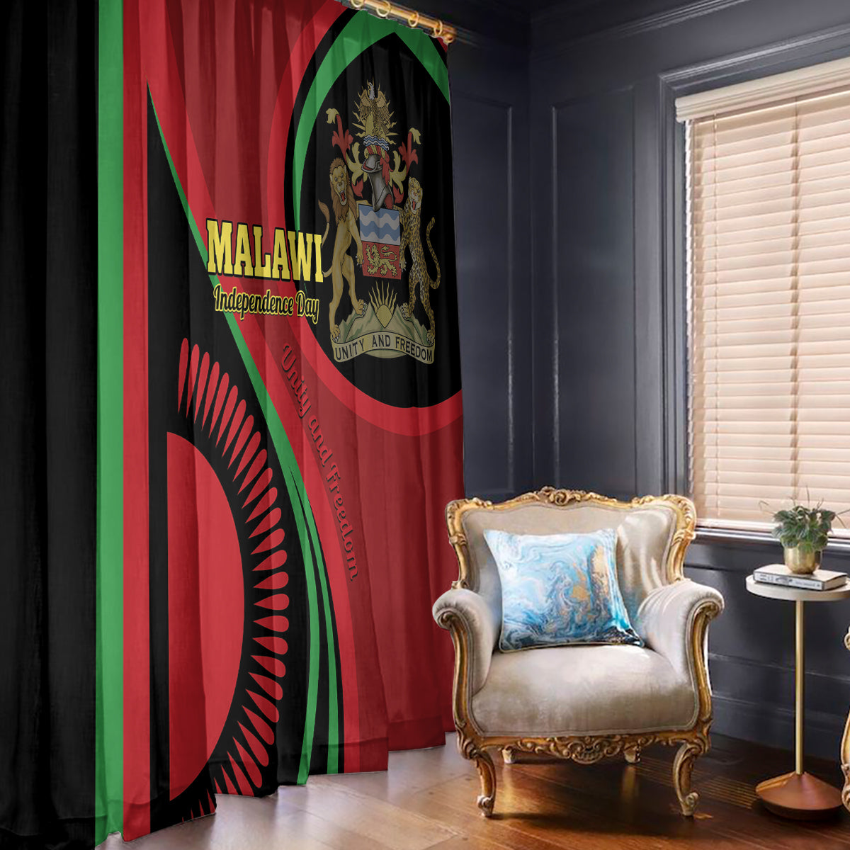 Malawi Independence Day Window Curtain Unity and Freedom - Wonder Print Shop