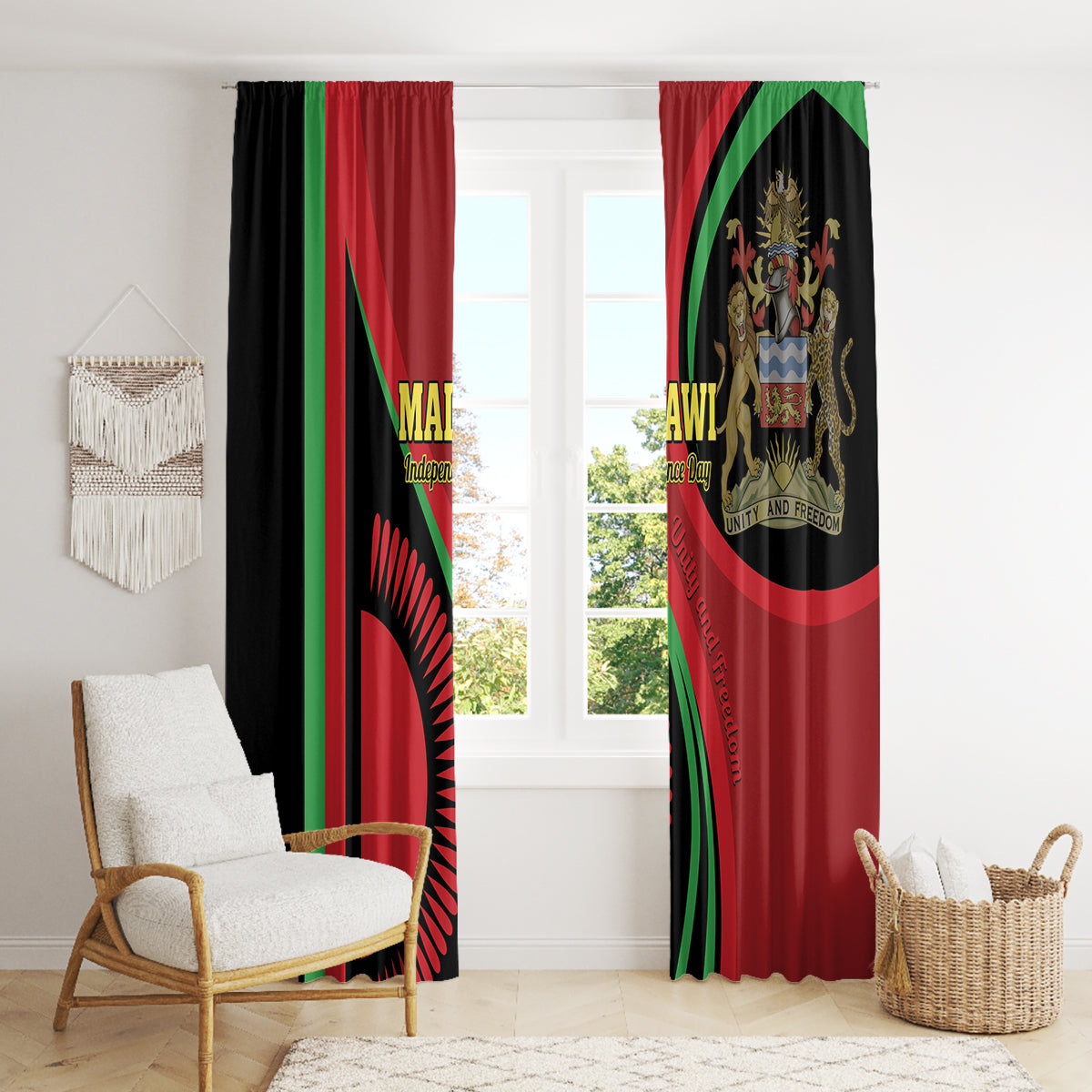 Malawi Independence Day Window Curtain Unity and Freedom - Wonder Print Shop