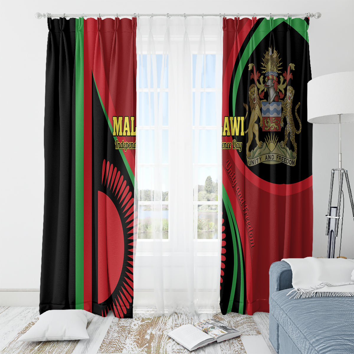 Malawi Independence Day Window Curtain Unity and Freedom - Wonder Print Shop