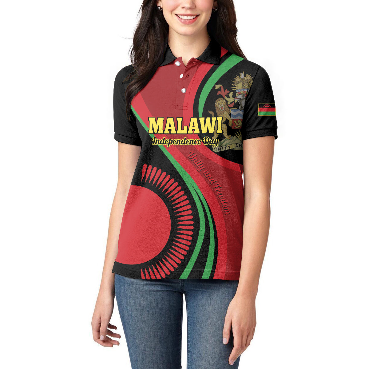 Malawi Independence Day Women Polo Shirt Unity and Freedom - Wonder Print Shop
