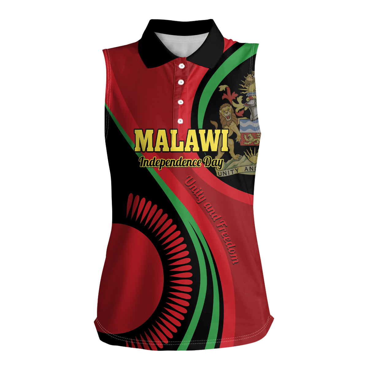Malawi Independence Day Women Sleeveless Polo Shirt Unity and Freedom - Wonder Print Shop