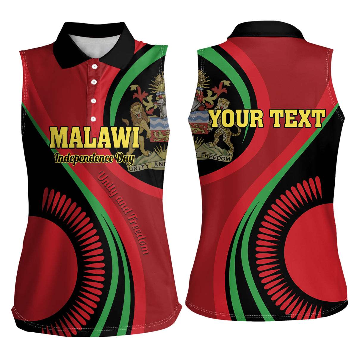 Malawi Independence Day Women Sleeveless Polo Shirt Unity and Freedom - Wonder Print Shop