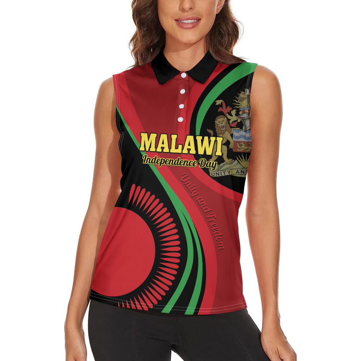Malawi Independence Day Women Sleeveless Polo Shirt Unity and Freedom - Wonder Print Shop