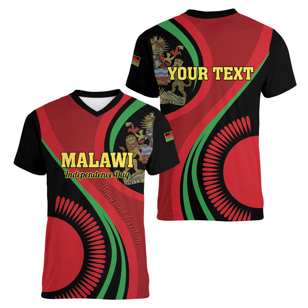 Malawi Independence Day Women V-Neck T-Shirt Unity and Freedom - Wonder Print Shop