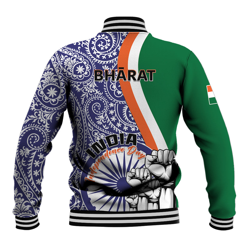 India Independence Day Baseball Jacket Indian Paisley Pattern - Wonder Print Shop