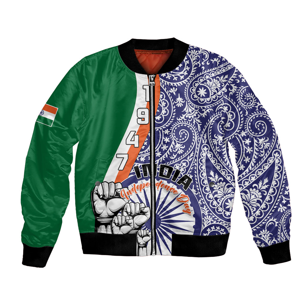 India Independence Day Bomber Jacket Indian Paisley Pattern - Wonder Print Shop