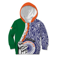 India Independence Day Kid Hoodie Indian Paisley Pattern - Wonder Print Shop