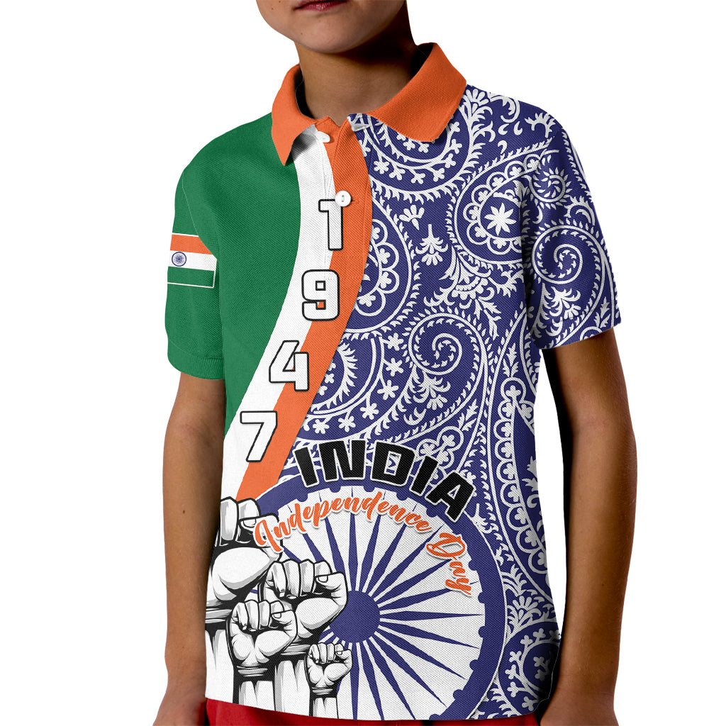 India Independence Day Kid Polo Shirt Indian Paisley Pattern - Wonder Print Shop