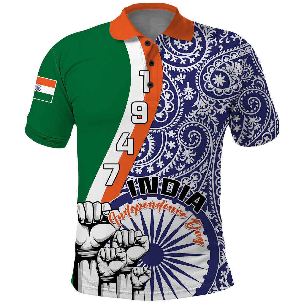 India Independence Day Polo Shirt Indian Paisley Pattern - Wonder Print Shop