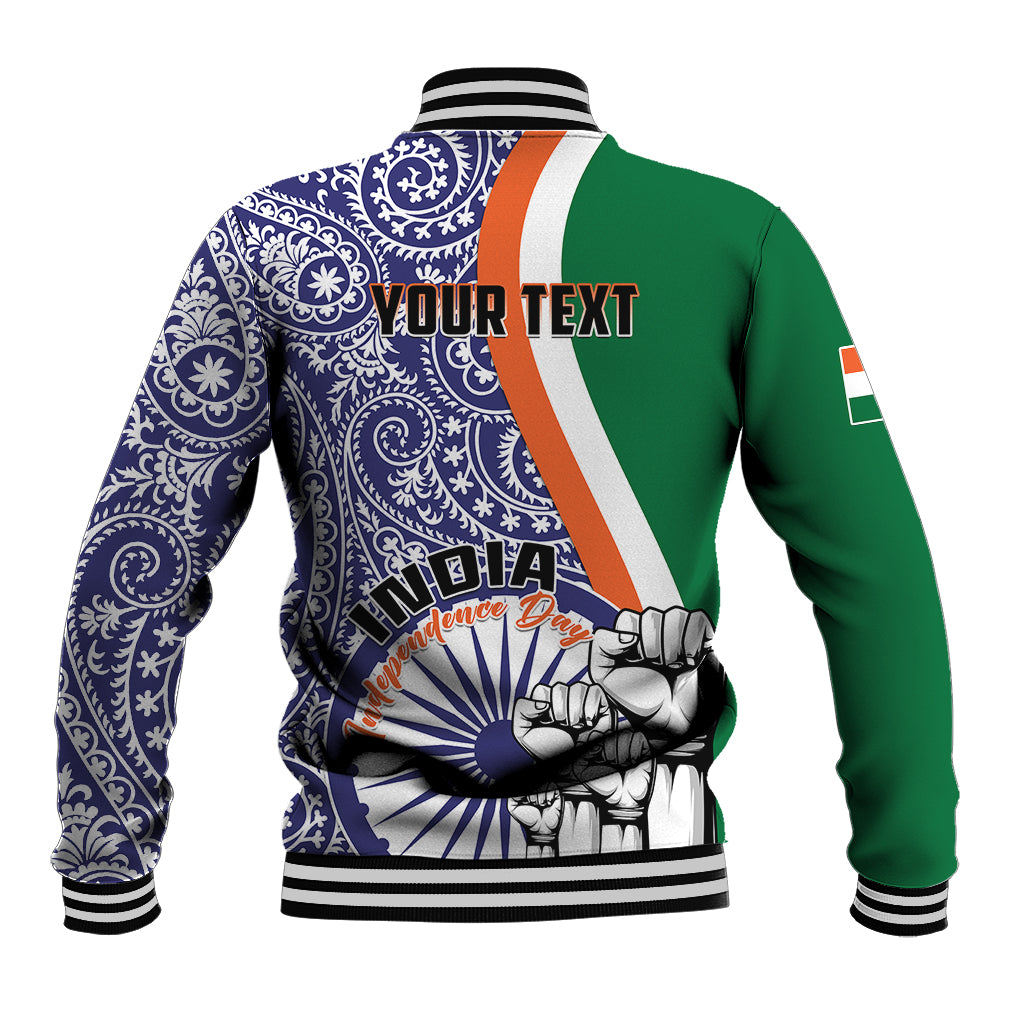 Personalised India Independence Day Baseball Jacket Indian Paisley Pattern - Wonder Print Shop