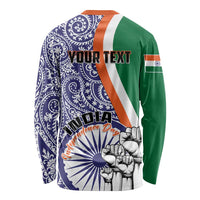 Personalised India Independence Day Long Sleeve Shirt Indian Paisley Pattern LT01