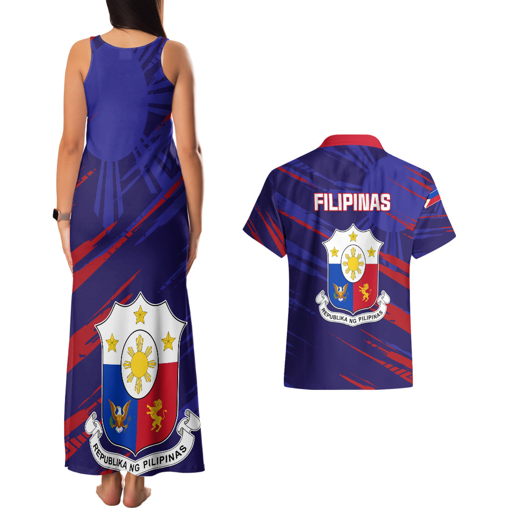 Philippines Football Couples Matching Tank Maxi Dress And Hawaiian Shirt Filipinas Lion Sporty Style - Wonder Print Shop