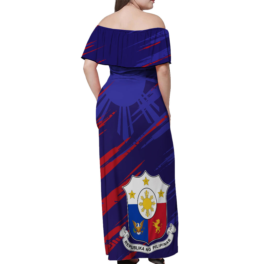 Philippines Football Off Shoulder Maxi Dress Filipinas Lion Sporty Style - Wonder Print Shop