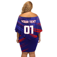 Personalised Philippines Football Off Shoulder Short Dress Filipinas Lion Sporty Style - Wonder Print Shop