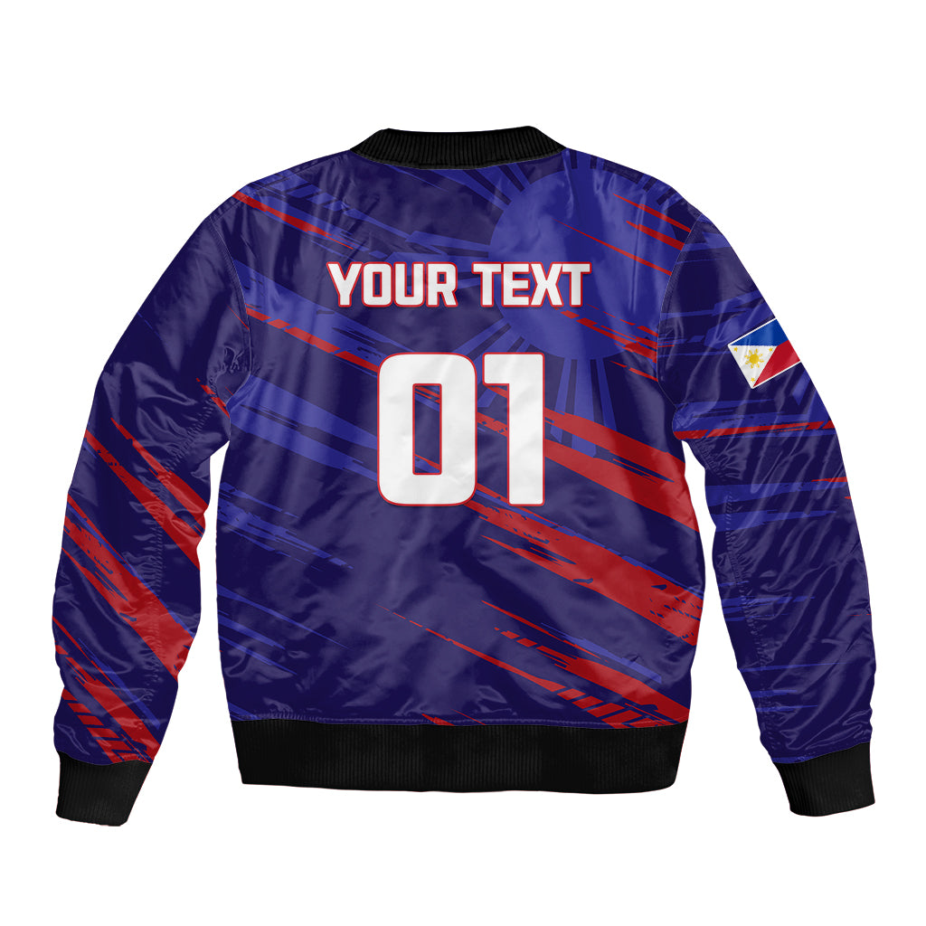 Personalised Philippines Football Sleeve Zip Bomber Jacket Filipinas Lion Sporty Style - Wonder Print Shop