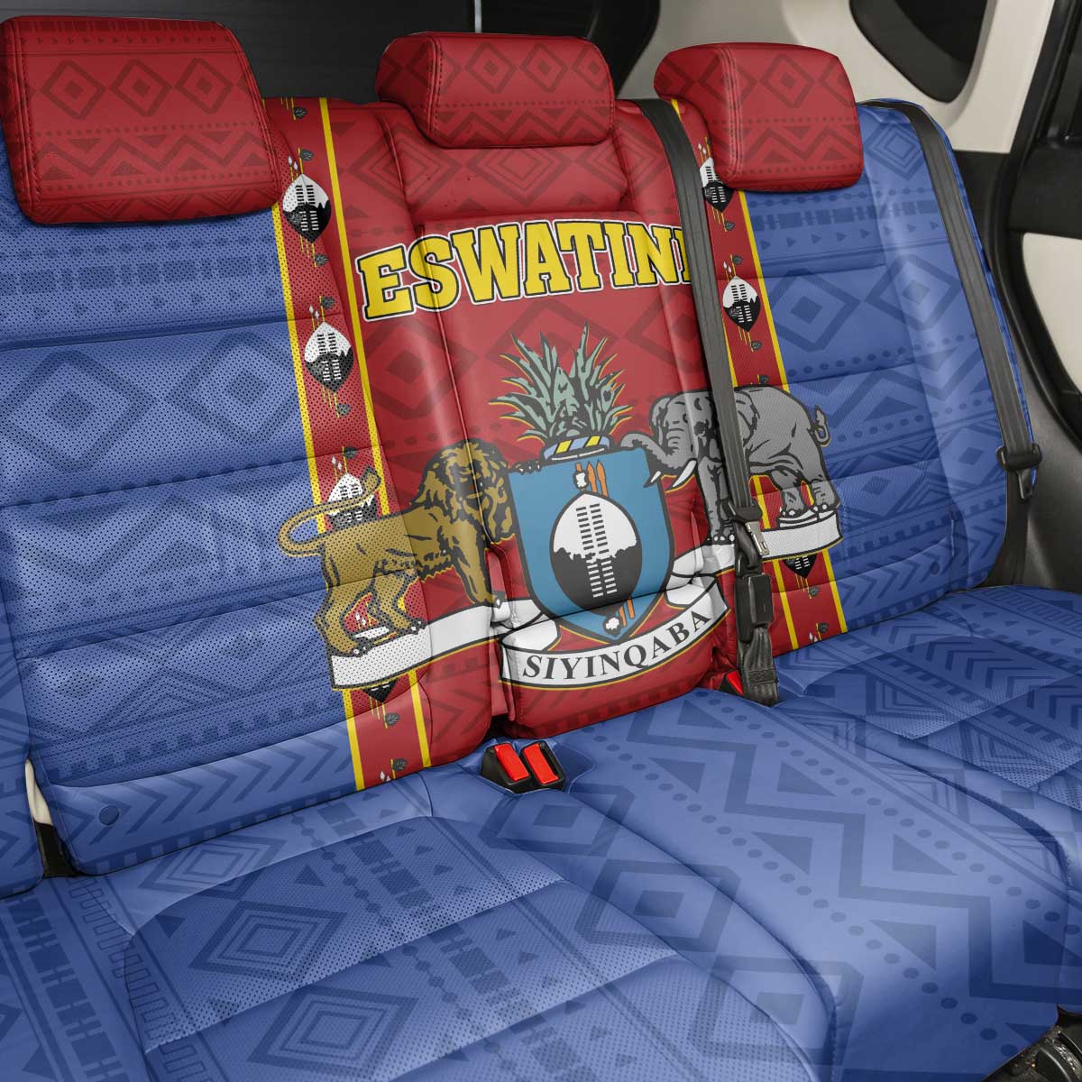 Eswatini African Pattern Back Car Seat Cover Swaziland Shield Siyinqaba - Wonder Print Shop