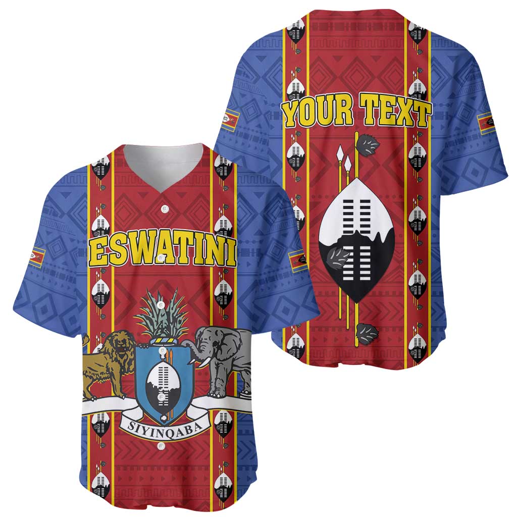 Eswatini African Pattern Baseball Jersey Swaziland Shield Siyinqaba - Wonder Print Shop