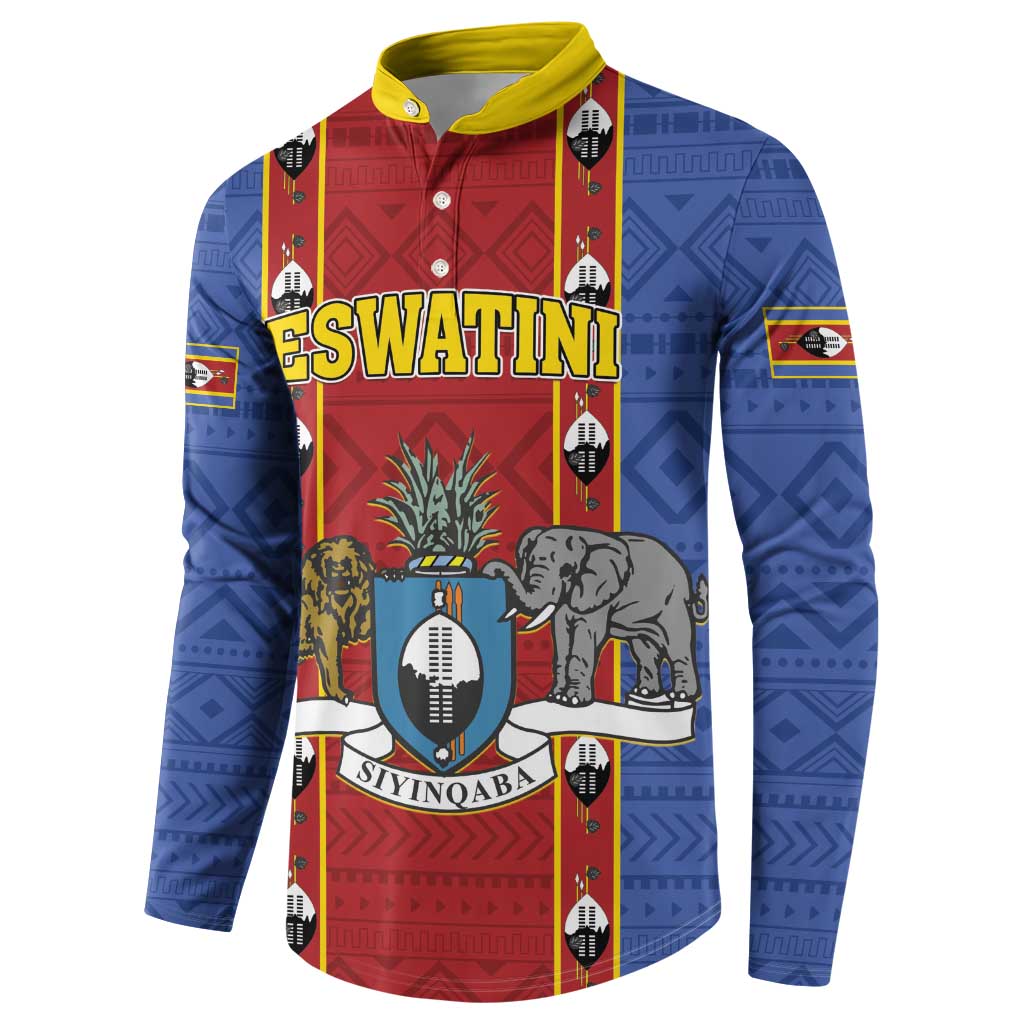 Eswatini African Pattern Button Sweatshirt Swaziland Shield Siyinqaba - Wonder Print Shop