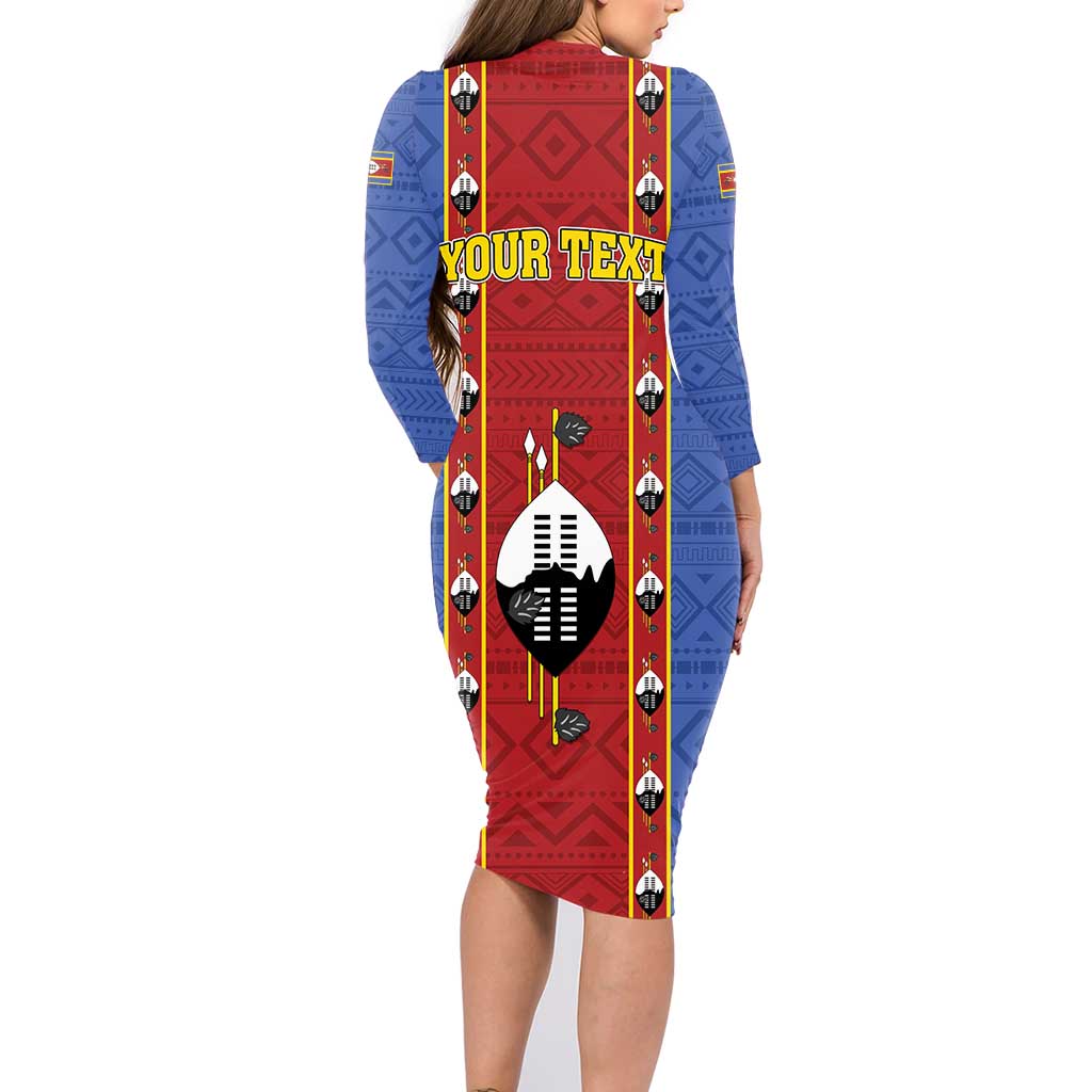 Eswatini African Pattern Family Matching Long Sleeve Bodycon Dress and Hawaiian Shirt Swaziland Shield Siyinqaba - Wonder Print Shop
