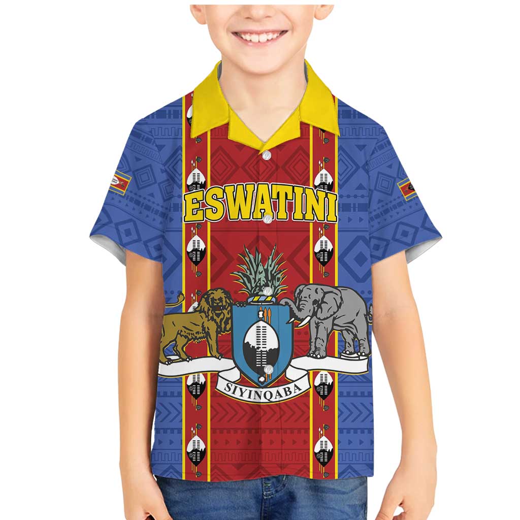 Eswatini African Pattern Family Matching Mermaid Dress and Hawaiian Shirt Swaziland Shield Siyinqaba - Wonder Print Shop