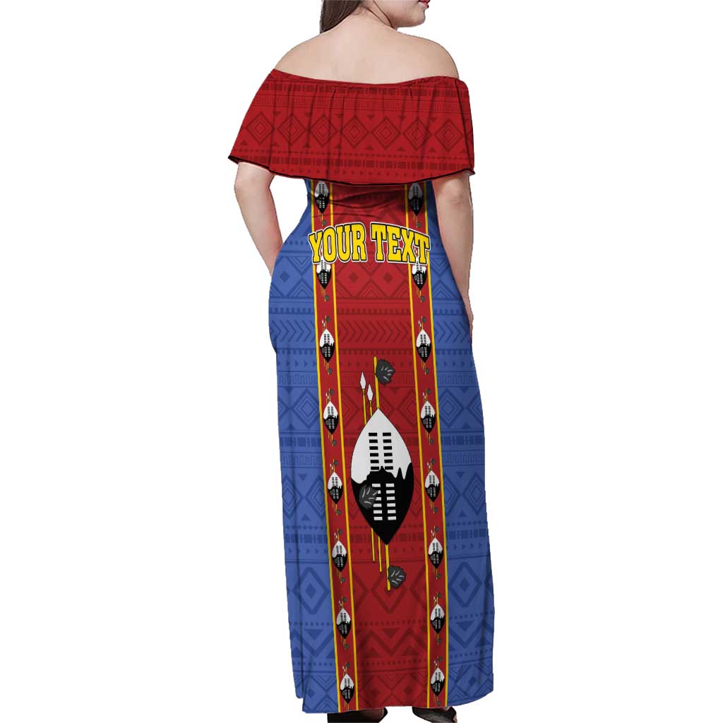Eswatini African Pattern Family Matching Off Shoulder Maxi Dress and Hawaiian Shirt Swaziland Shield Siyinqaba - Wonder Print Shop
