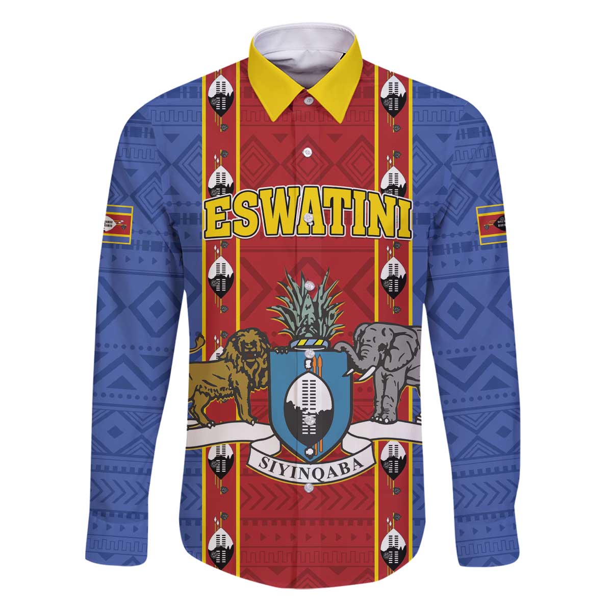 Eswatini African Pattern Family Matching Puletasi and Hawaiian Shirt Swaziland Shield Siyinqaba - Wonder Print Shop