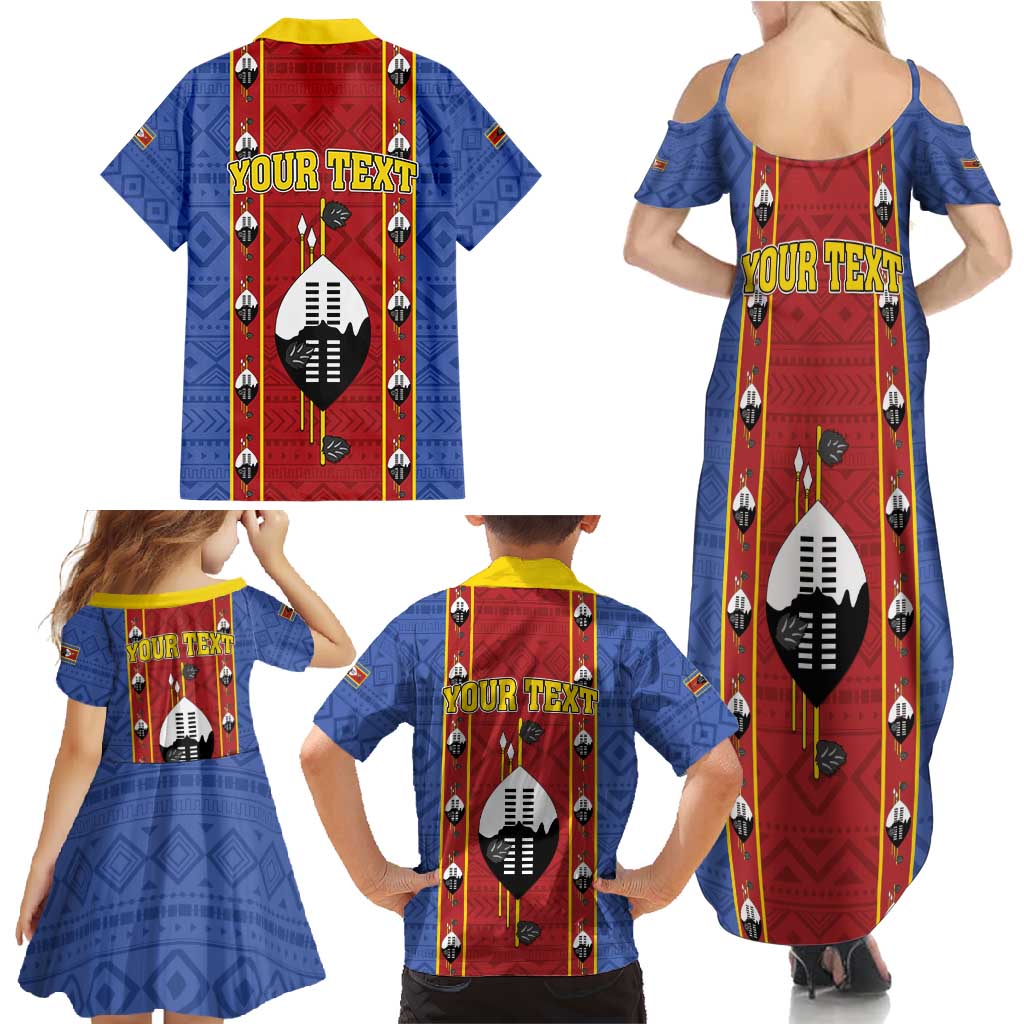 Eswatini African Pattern Family Matching Summer Maxi Dress and Hawaiian Shirt Swaziland Shield Siyinqaba - Wonder Print Shop