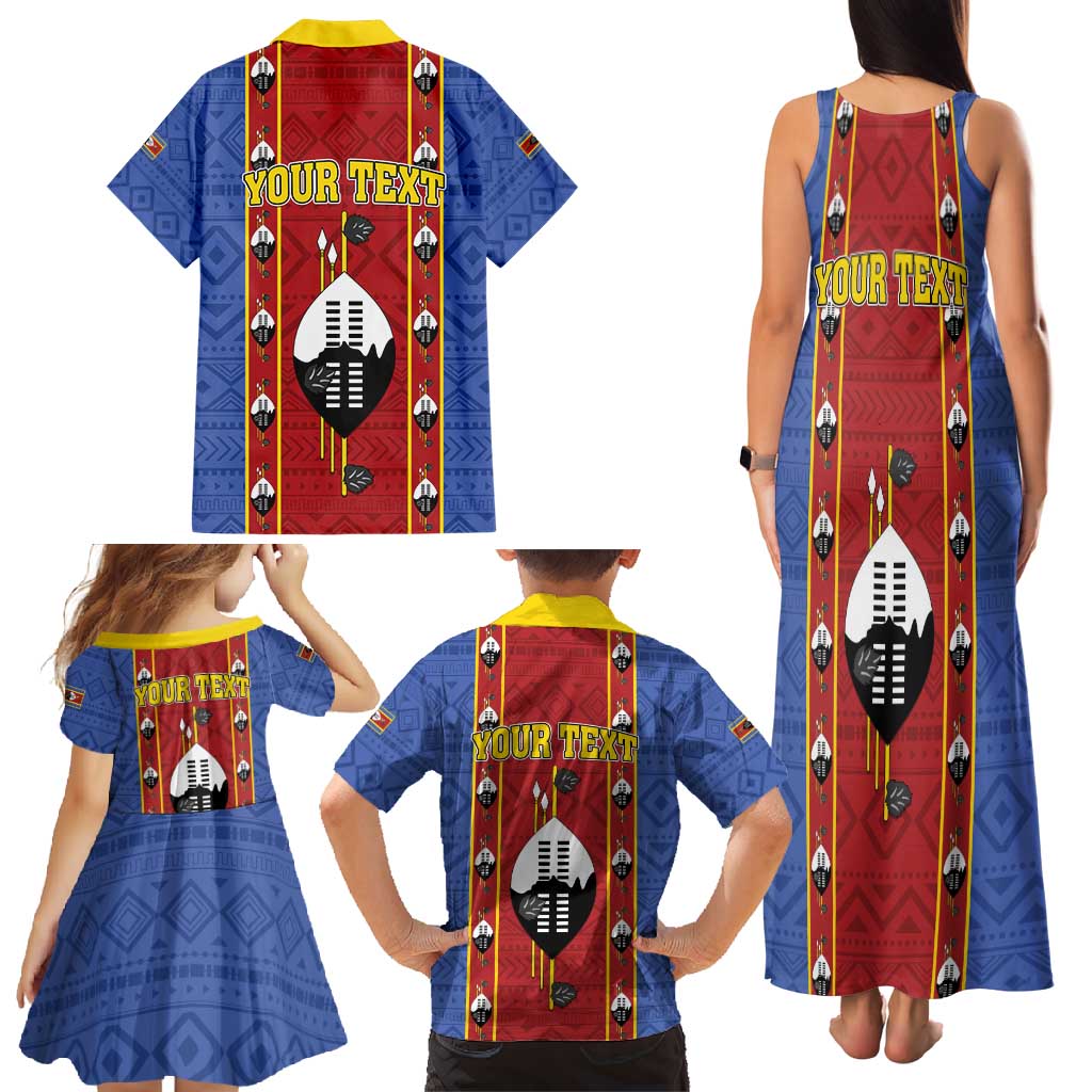 Eswatini African Pattern Family Matching Tank Maxi Dress and Hawaiian Shirt Swaziland Shield Siyinqaba - Wonder Print Shop