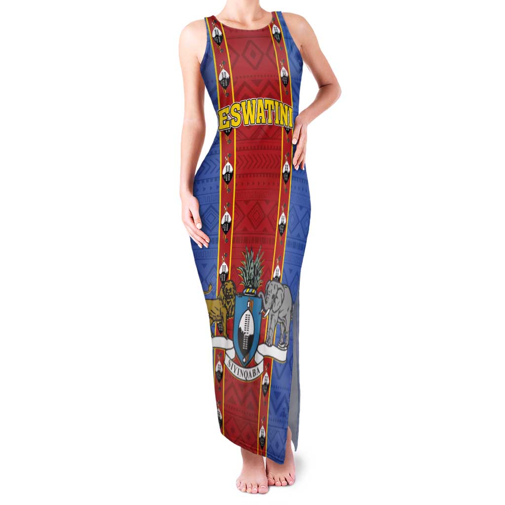 Eswatini African Pattern Family Matching Tank Maxi Dress and Hawaiian Shirt Swaziland Shield Siyinqaba - Wonder Print Shop